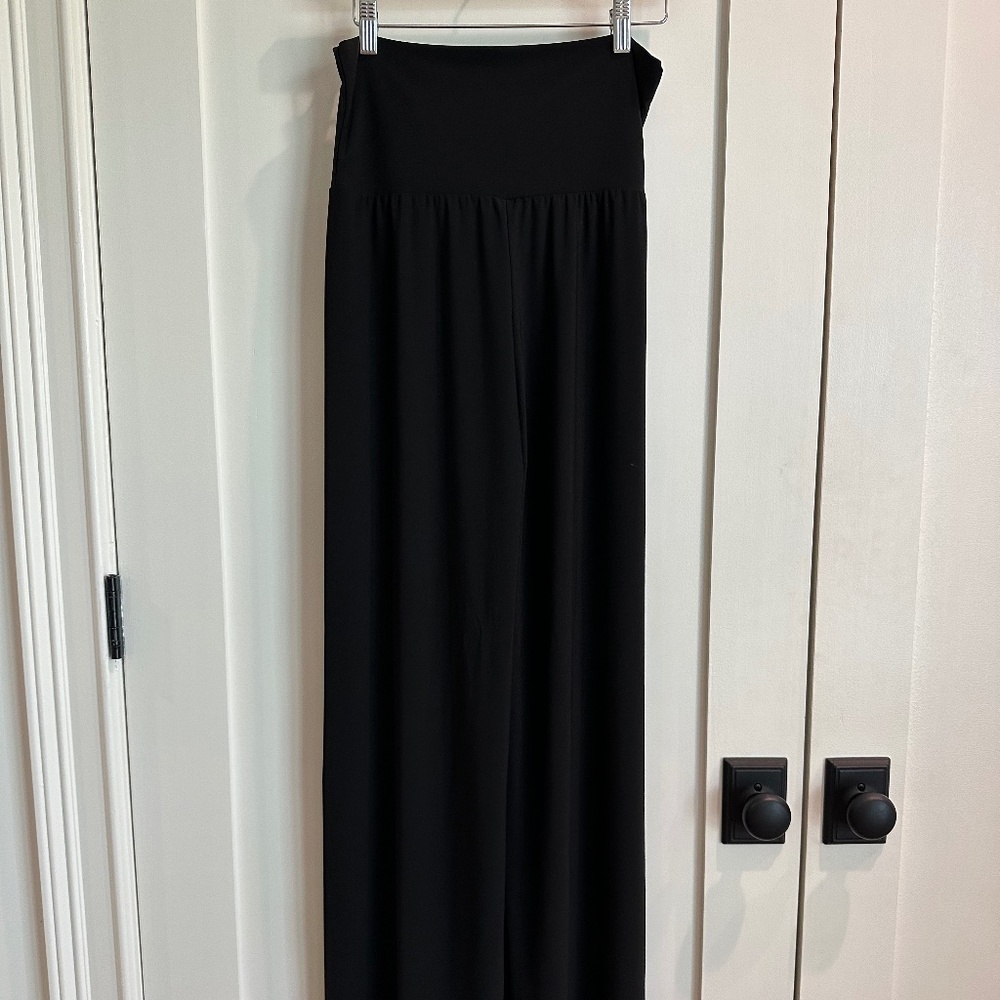 Black High Waist or Fold Over Wide Legged Pants, size M